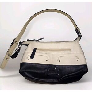 Beautiful Suri Hobo Stone & Co Purse Cream &‎ Black Leather EUC